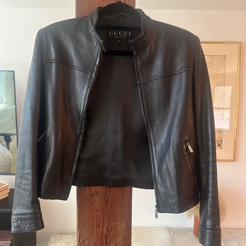 Vintage Gucci Leather Biker Jacket
(From 1998 Collection by Tom Ford)